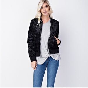 EUC Design Lab Lord & Taylor Crushed Velvet Bomber Jacket